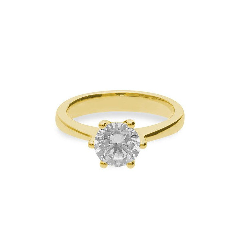 Verlobungsring mit einem Brillanten 1,50 ct., Gelbgold