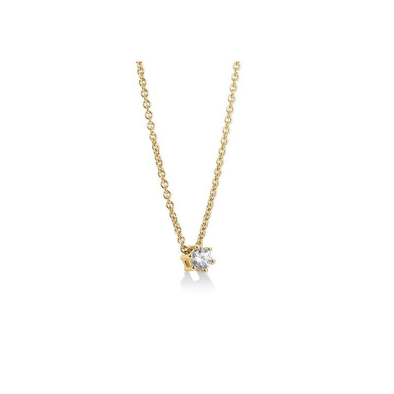 Collier mit einem Brillanten 0,30 ct., Gelbgold