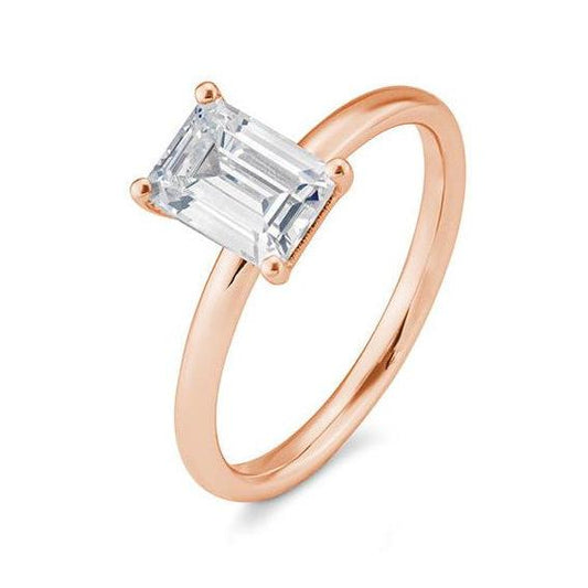 Verlobungsring mit einem Emerald - Cut Diamond 1,50 ct., Rotgold