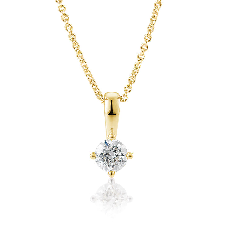 Anhänger mit einem Brillanten 0,50 ct., Gelbgold, 750 Gold, W/SI