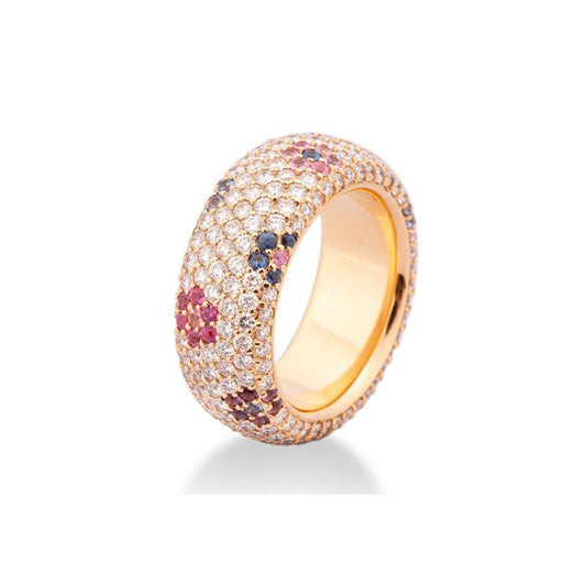 Luxury Ring mit Safir Pink und Brillanten 4,296 ct., Rotgold