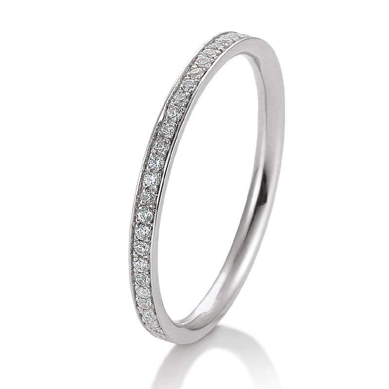 Memoire Ring mit rundum ausgefassten Brillanten, Platin