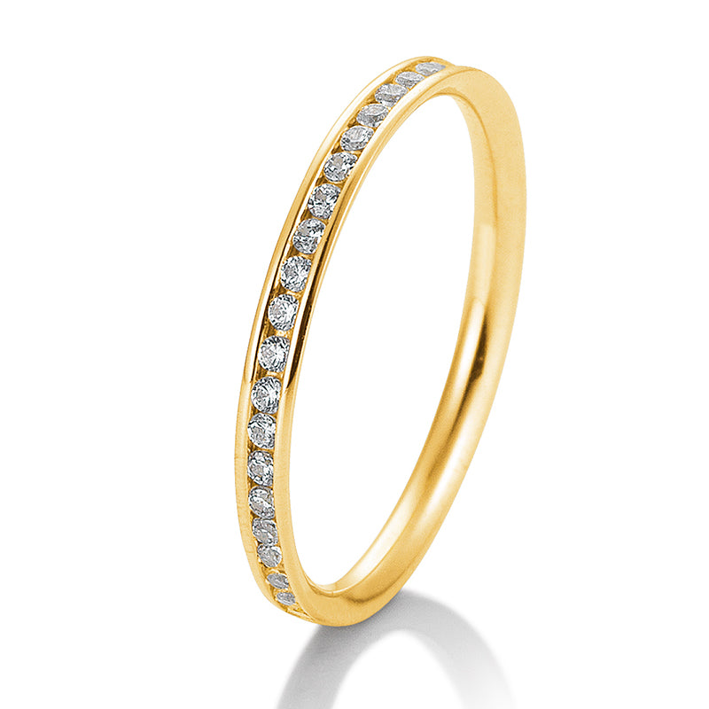 Memoire Ring mit rundum ausgefassten Brillanten, Gelbgold