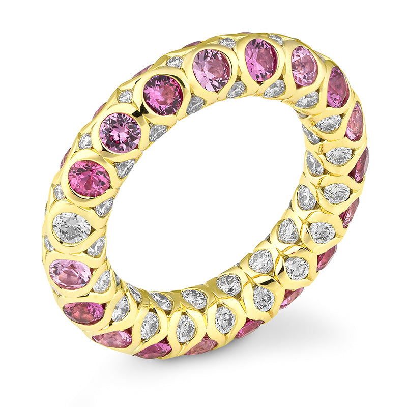 Luxury Ring mit Safir Pink und Brillanten 2,25 ct., Gelbgold