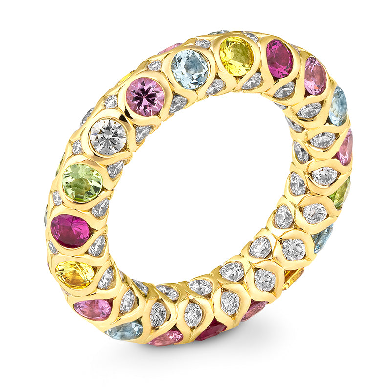 Luxury Ring mit Edeltopal hell und Brillanten 2,25 ct., Gelbgold