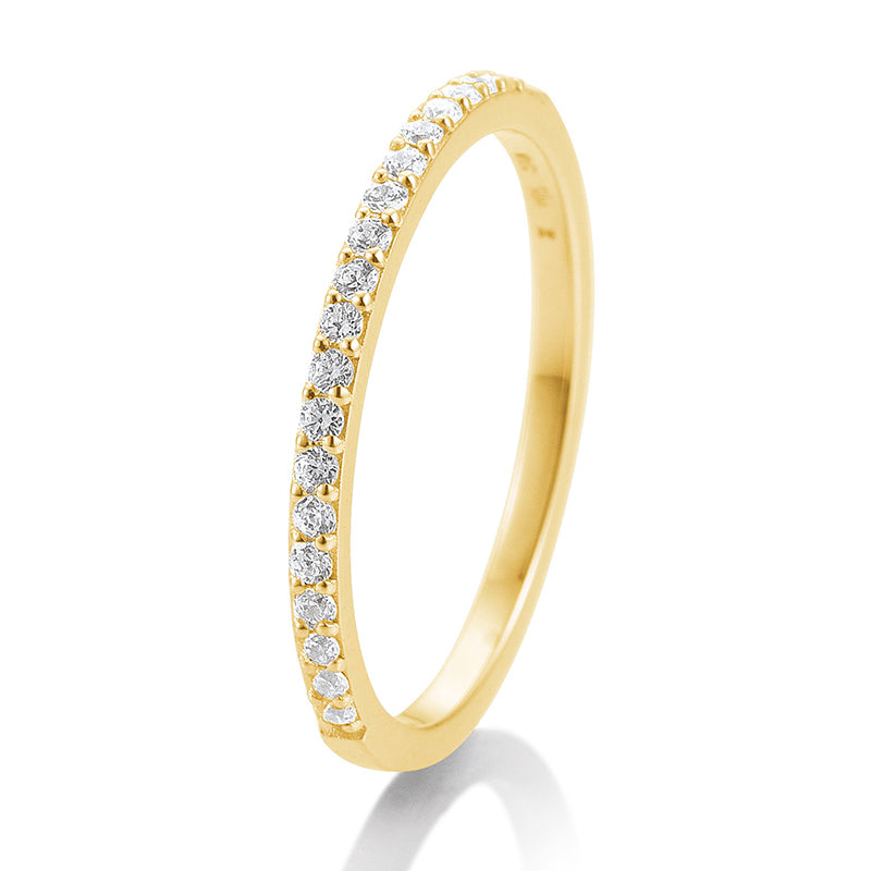 Memoire Ring mit rundum ausgefassten Brillanten, Gelbgold