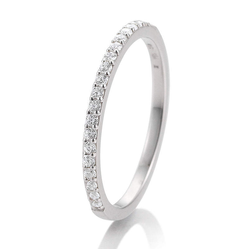 Memoire Ring mit rundum ausgefassten Brillanten, Platin