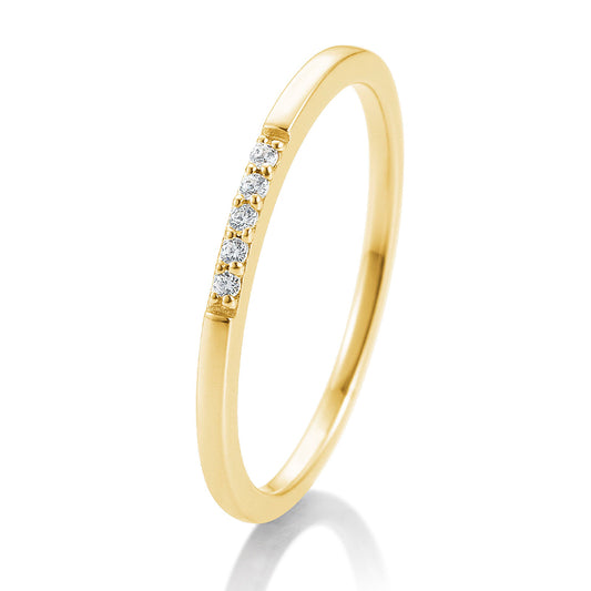 Memoire Ring mit 5 Brillanten 0,0375 ct., Gelbgold