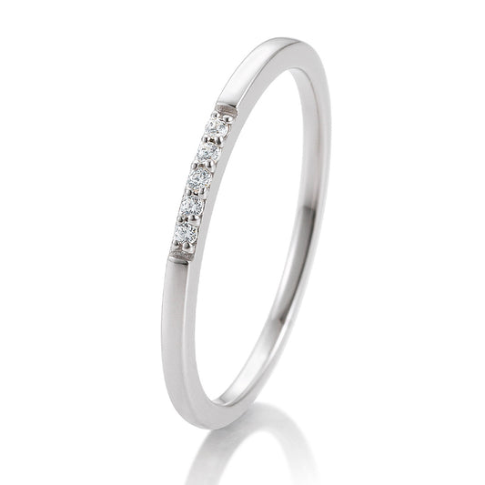 Memoire Ring mit 5 Brillanten 0,0375 ct., Platin