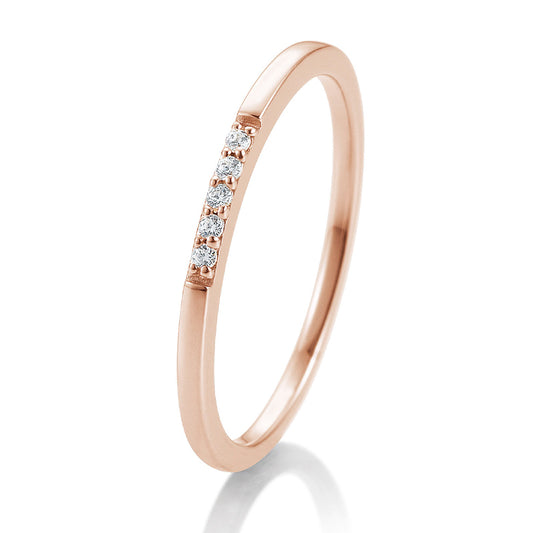 Memoire Ring mit 5 Brillanten 0,0375 ct., Rotgold