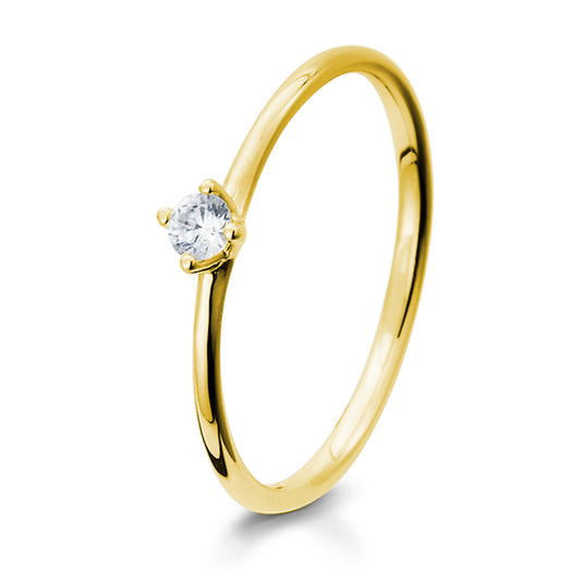 Verlobungsring mit einem Brillanten 0,10 ct., Gelbgold