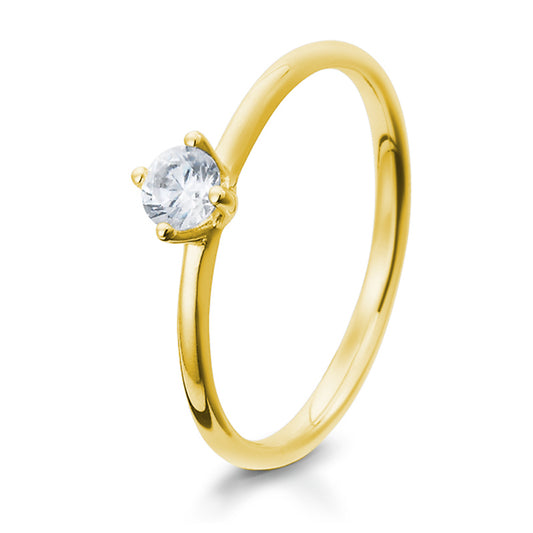 Verlobungsring mit einem Brillanten 0,20 ct., Gelbgold