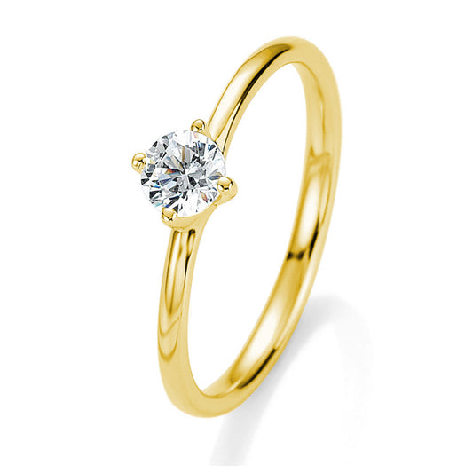 Verlobungsring mit einem Brillanten 0,30 ct., Gelbgold