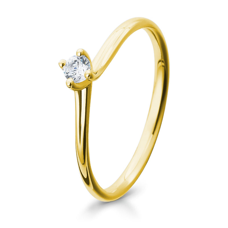 Verlobungsring mit einem Brillanten 0,10 ct., Gelbgold