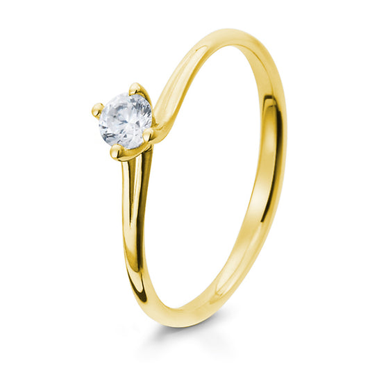 Verlobungsring mit einem Brillanten 0,20 ct., Gelbgold