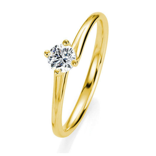 Verlobungsring mit einem Brillanten 0,30 ct., Gelbgold