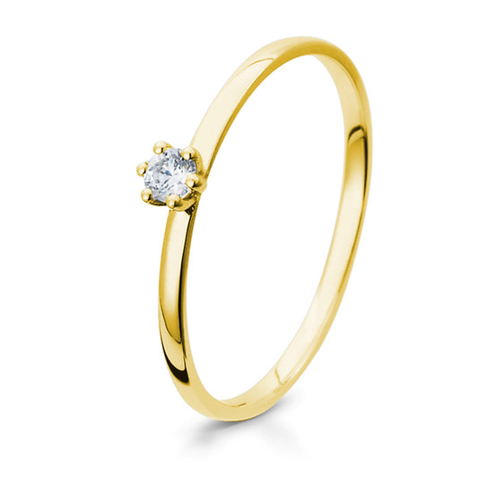 Verlobungsring mit einem Brillanten 0,10 ct., Gelbgold