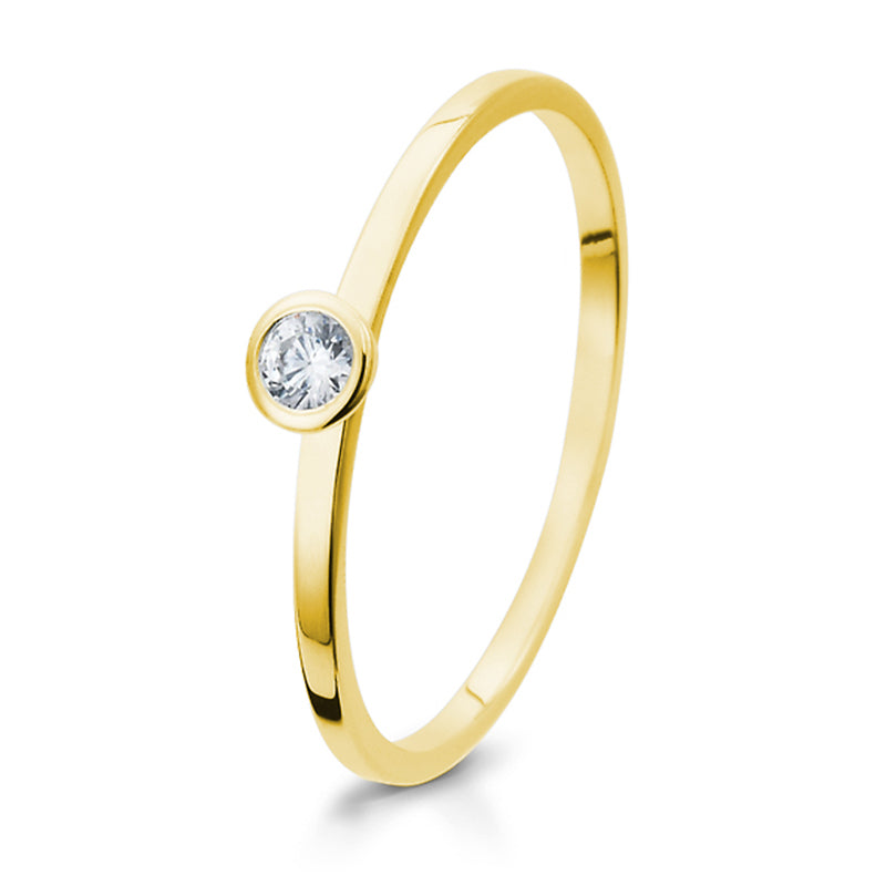 Verlobungsring mit einem Brillanten 0,10 ct., Gelbgold