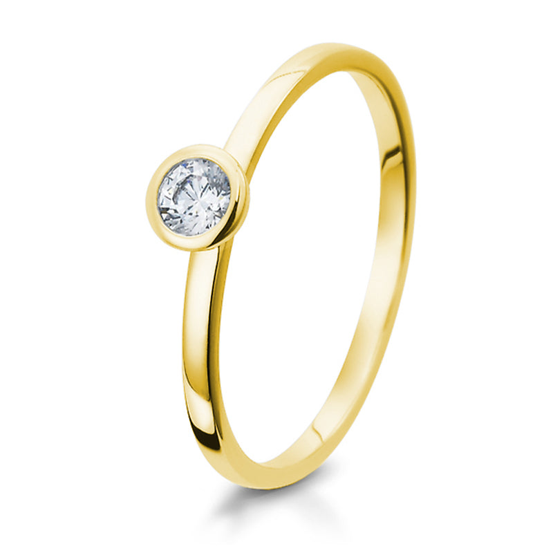 Verlobungsring mit einem Brillanten 0,20 ct., Gelbgold