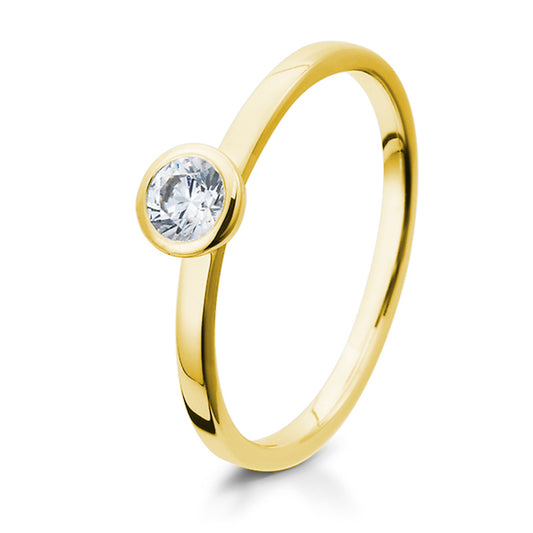 Verlobungsring mit einem Brillanten 0,30 ct., Gelbgold