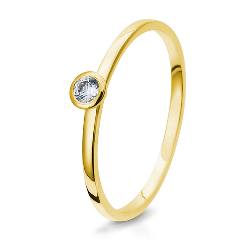 Verlobungsring mit einem Brillanten 0,10 ct., Gelbgold