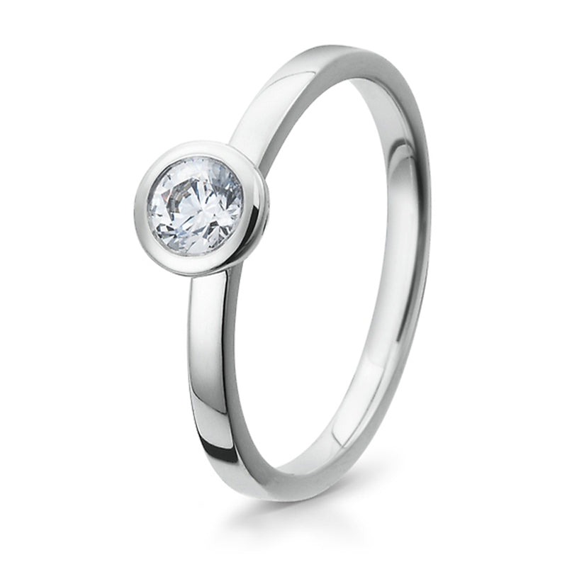 Verlobungsring mit einem Brillanten 0,20 ct., Platin, 950 Platin, W/SI, Größe 65