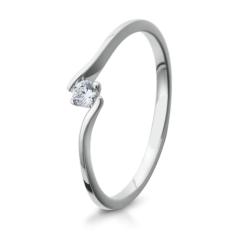 Verlobungsring mit einem Brillanten 0,10 ct., Platin, 950 Platin, W/SI, Größe 65