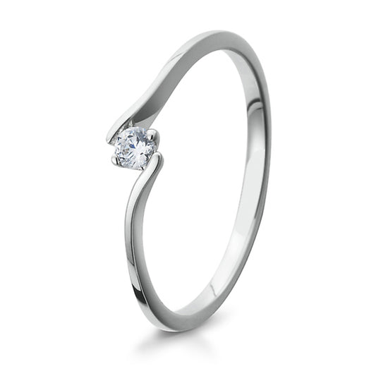 Verlobungsring mit einem Brillanten 0,10 ct., Platin, 950 Platin, W/SI, Größe 65