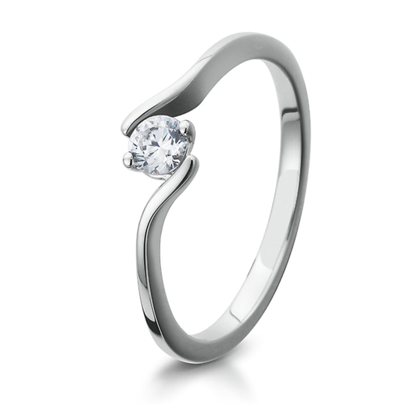 Verlobungsring mit einem Brillanten 0,20 ct., Platin, 950 Platin, W/SI, Größe 65