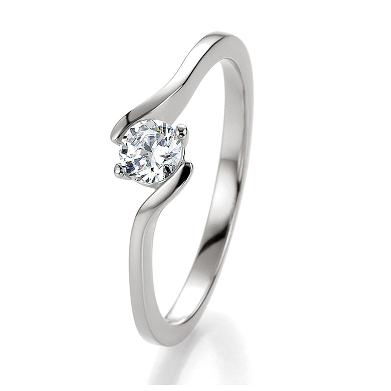 Verlobungsring mit einem Brillanten 0,30 ct., Platin, 950 Platin, W/SI, Größe 65