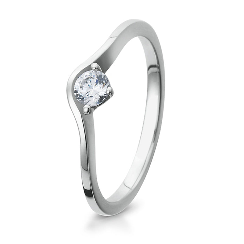 Verlobungsring mit einem Brillanten 0,20 ct., Platin, 950 Platin, W/SI, Größe 65
