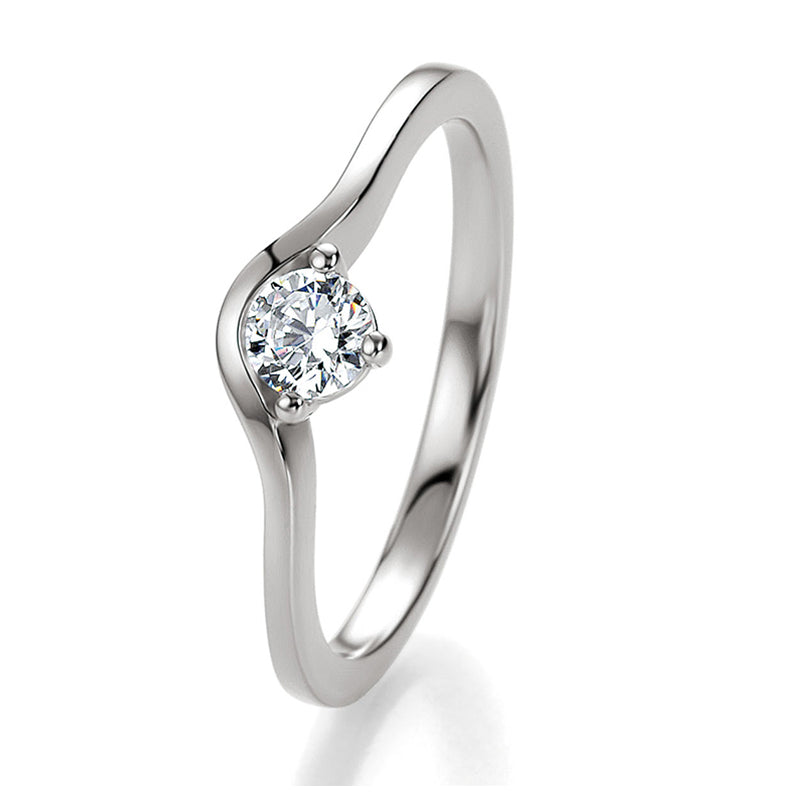 Verlobungsring mit einem Brillanten 0,30 ct., Platin, 950 Platin, W/SI, Größe 65