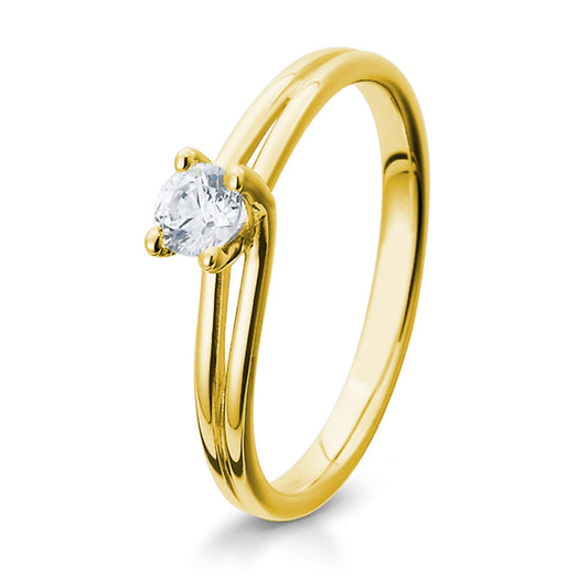 Verlobungsring mit einem Brillanten 0,20 ct., Gelbgold