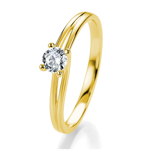 Verlobungsring mit einem Brillanten 0,30 ct., Gelbgold