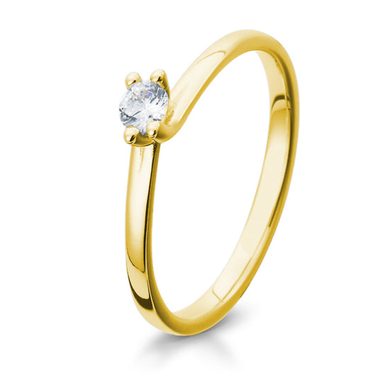 Verlobungsring mit einem Brillanten 0,10 ct., Gelbgold