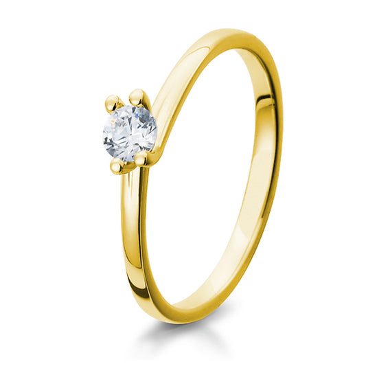 Verlobungsring mit einem Brillanten 0,20 ct., Gelbgold