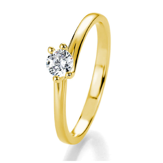 Verlobungsring mit einem Brillanten 0,30 ct., Gelbgold