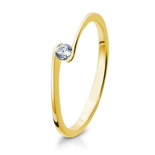 Verlobungsring mit einem Brillanten 0,10 ct., Gelbgold