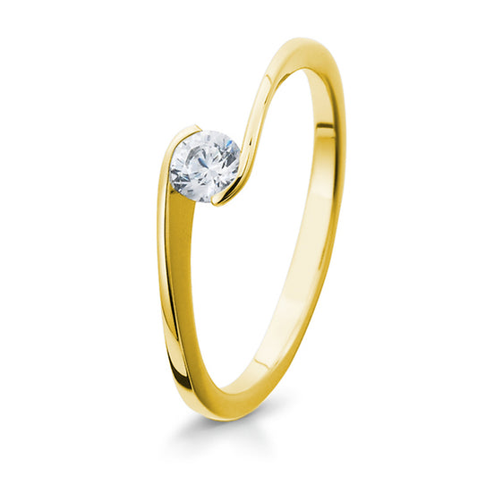 Verlobungsring mit einem Brillanten 0,20 ct., Gelbgold