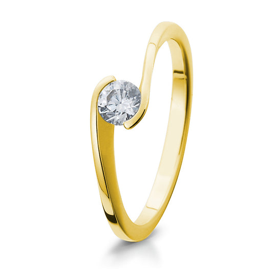 Verlobungsring mit einem Brillanten 0,30 ct., Gelbgold