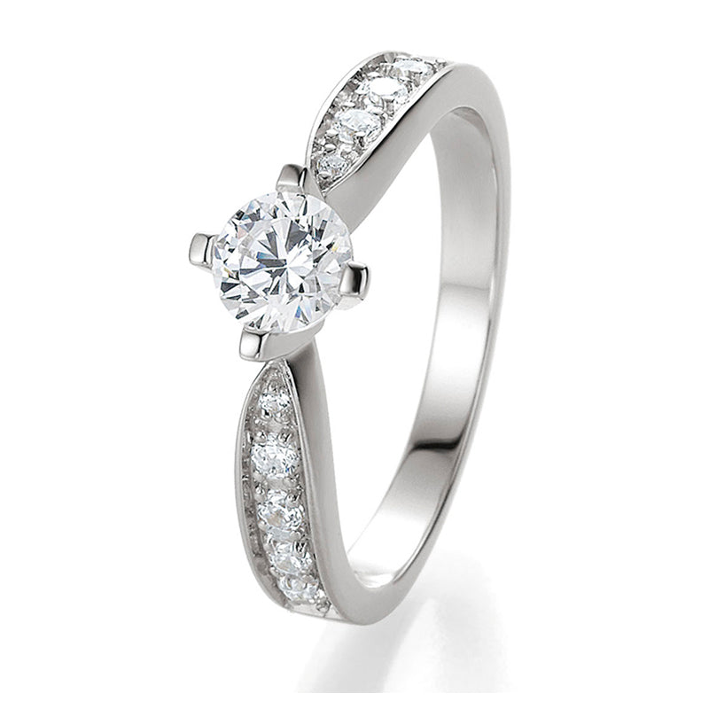 Verlobungsring mit 11 Brillanten 0,697 ct., Platin, 950 Platin, W/SI, Größe 65