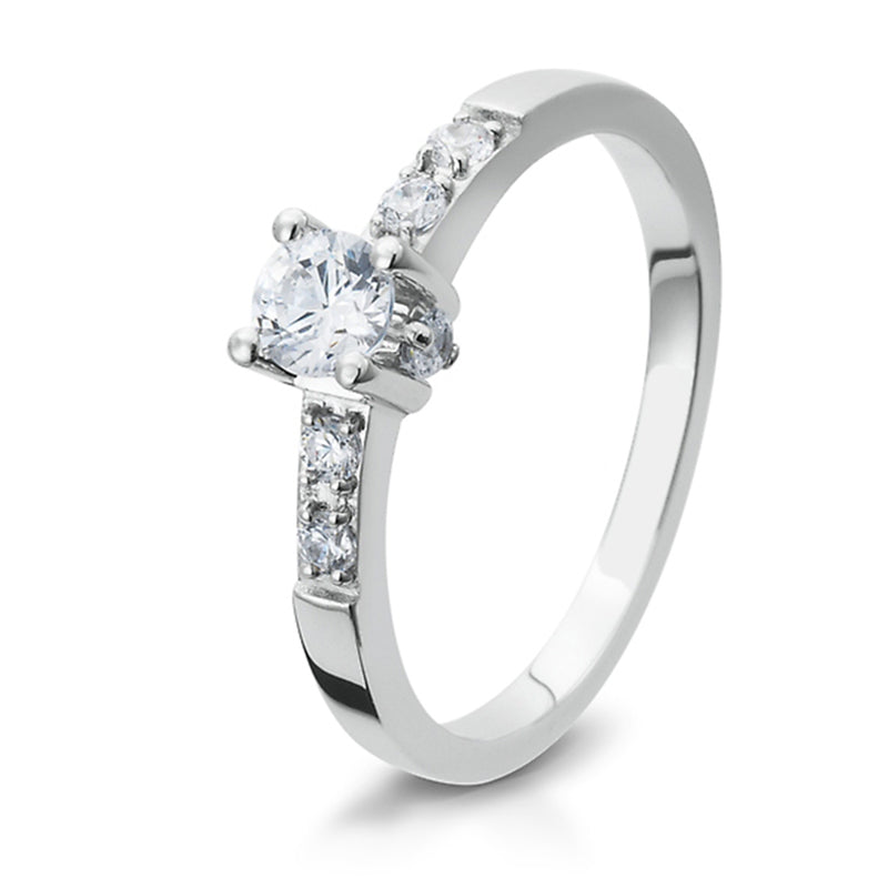 Verlobungsring mit 7 Brillanten 0,41 ct., Platin, 950 Platin, W/SI, Größe 65