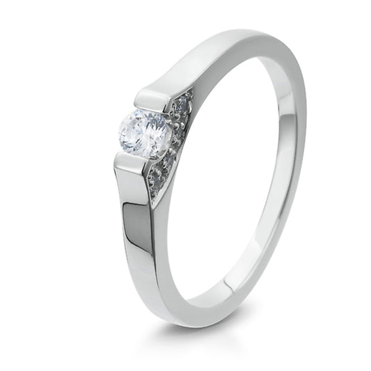 Verlobungsring mit 9 Brillanten 0,172 ct., Platin, 950 Platin, W/SI, Größe 65
