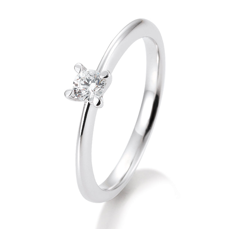 Verlobungsring mit einem Brillanten 0,20 ct., Platin, 950 Platin, W/SI, Größe 65