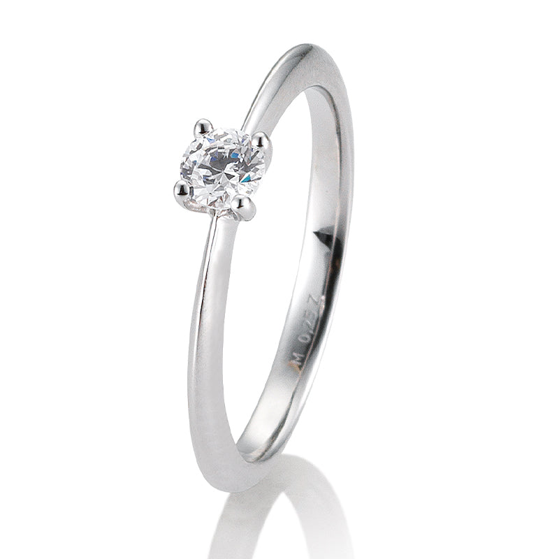 Verlobungsring mit einem Brillanten 0,25 ct., Weißgold, 750 Gold, W/SI, Größe 65