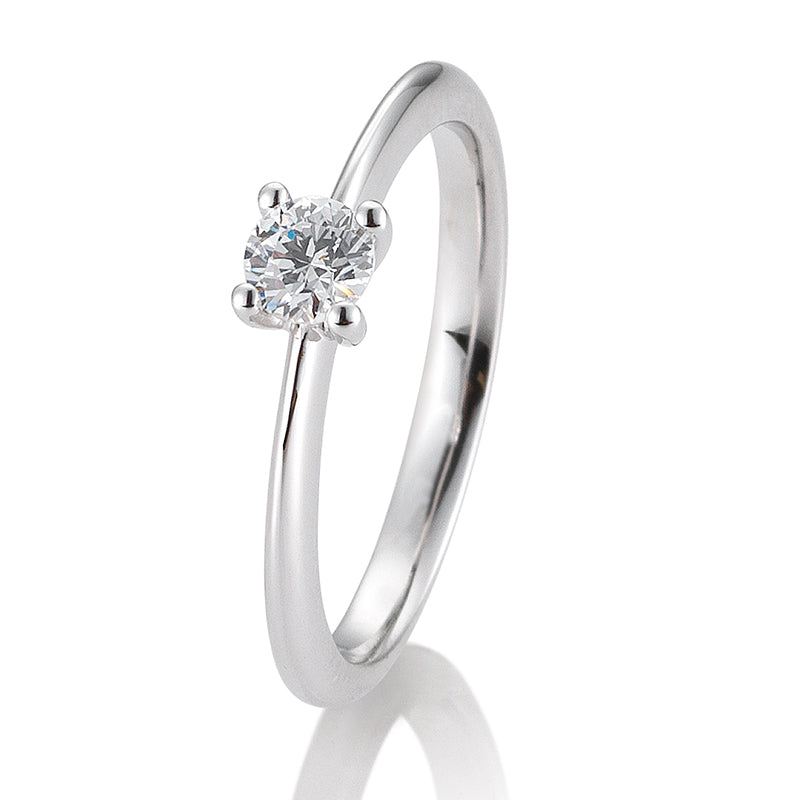 Verlobungsring mit einem Brillanten 0,30 ct., Platin, 950 Platin, W/SI, Größe 65