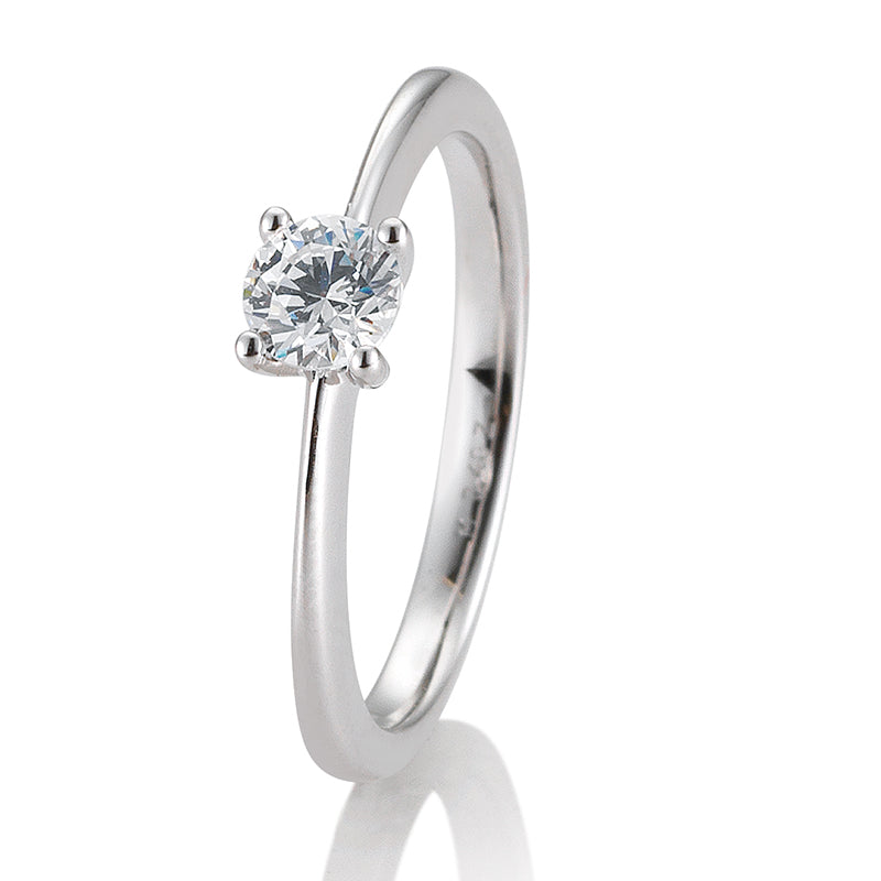 Verlobungsring mit einem Brillanten 0,40 ct., Weißgold, 750 Gold, W/SI, Größe 65
