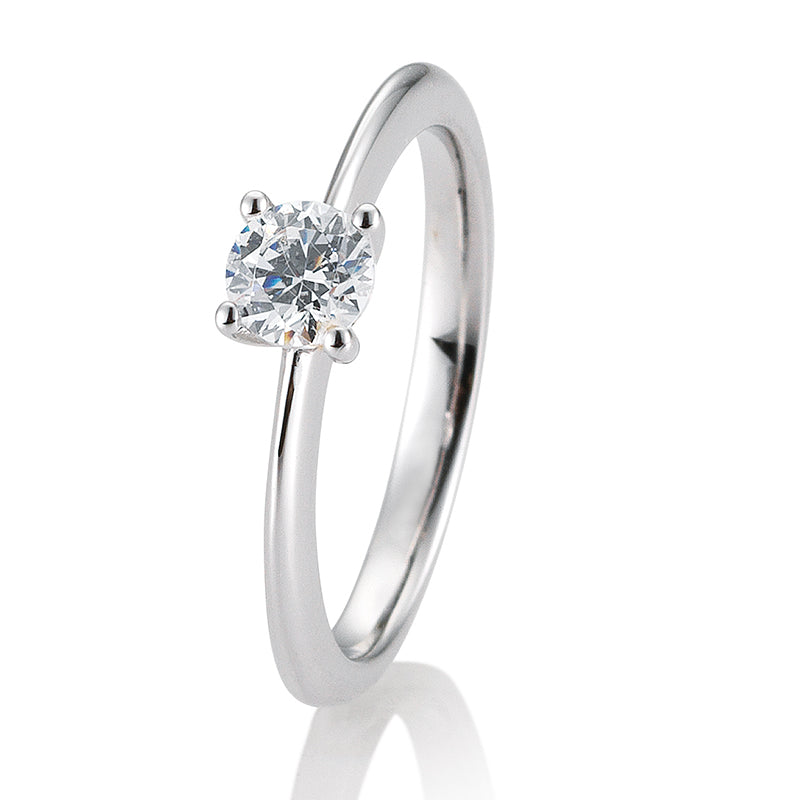 Verlobungsring mit einem Brillanten 0,50 ct., Platin, 950 Platin, W/SI, Größe 65