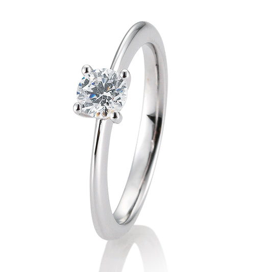 Verlobungsring mit einem Brillanten 0,50 ct., Platin, 950 Platin, W/SI, Größe 65