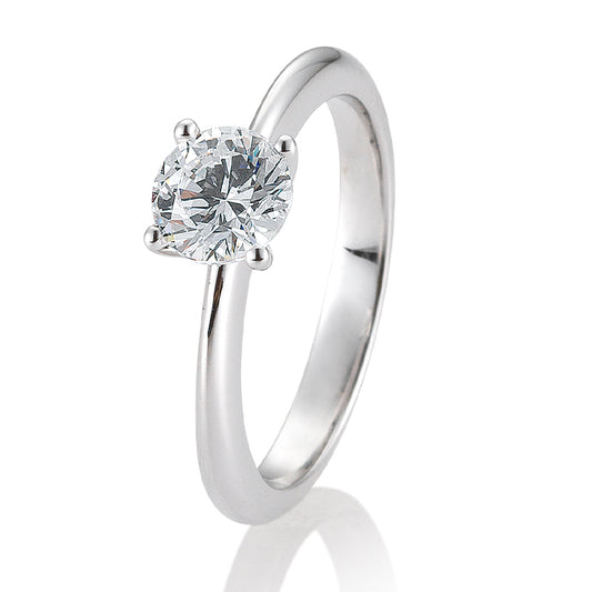 Verlobungsring mit einem Brillanten 1,00 ct., Platin, 950 Platin, W/SI, Größe 65